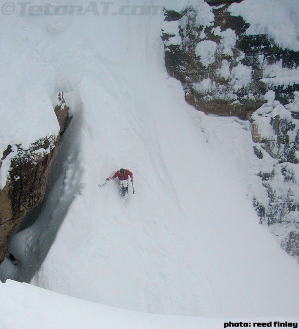 Chris Devlin Young skis Corbets Couloir