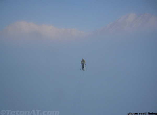 exiting the fog on jackson lake