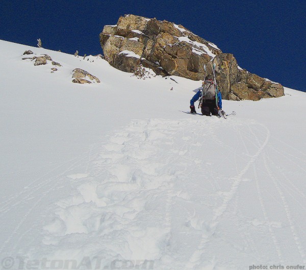 steve romeo climbing the south couloir of mount saint john