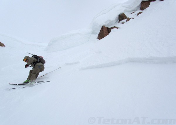 small avy in racing the sun couloir