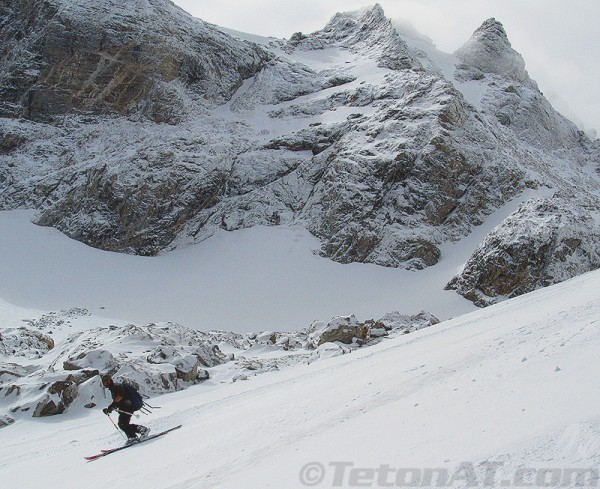 chris skis below spaulding peak